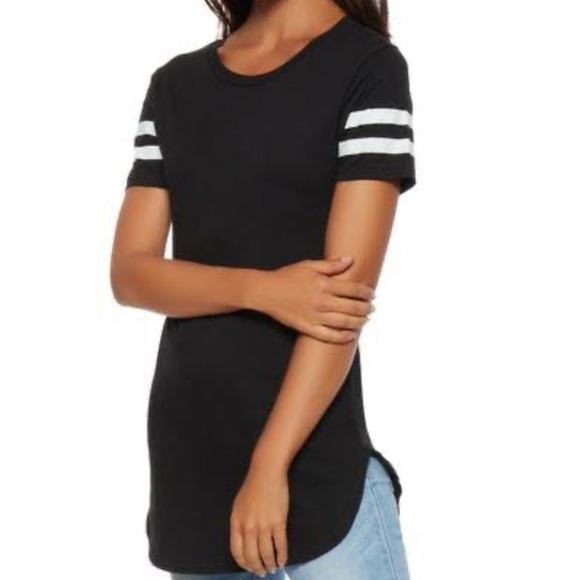 Varsity Stripe Sleeve Tunic Top or Mini Dress - Picture 2 of 5